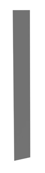 A tall, slim, gray rectangle standing vertically against a white background, slightly tilted to the right.