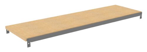 wzffqxvqi6xj6uzbkvtk.jpg A wooden shelf with a natural finish and gray metal brackets. The shelf is rectangular and appears to be intended for mounting on a wall or within a shelving unit.