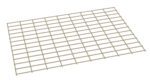 A beige wire grid or mesh panel with evenly spaced square openings, viewed from an angle, against a white background.