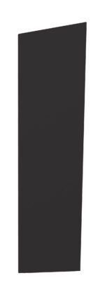 A tall, black, rectangular object with a slightly tilted angle, resembling a vertical panel against a white background.