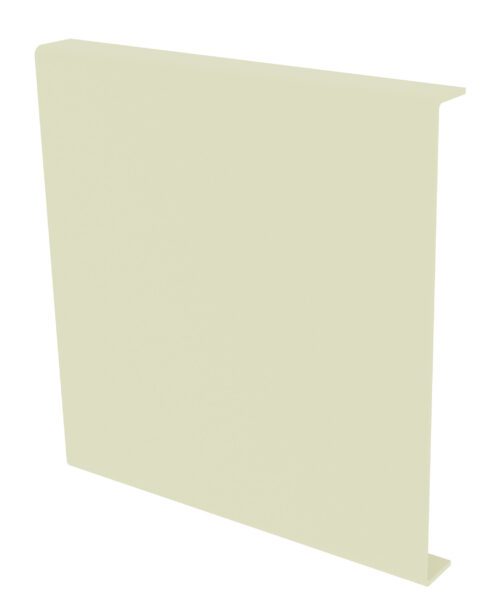 A light beige, L-shaped object with one section wider than the other, resembling a minimalist modern sculpture or architectural element.
