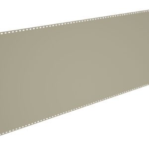 A long, rectangular piece of beige paper with evenly spaced perforations along its top and bottom edges, angled slightly in perspective.