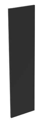 A tall, rectangular, black panel standing upright against a white background. The panel has a smooth surface and slightly angled sides, giving a sense of depth.