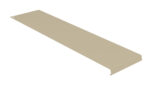 A beige metal strip with a folded edge and a small hole in one corner. The surface appears smooth and the strip is positioned with a slight perspective, showing its length and angular fold.