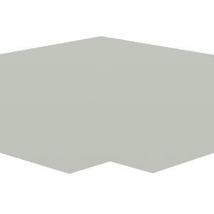 Illustration of a gray, flat square shape with cutouts in the lower corners, resembling a minimalist 3D tabletop design. The background is plain white.