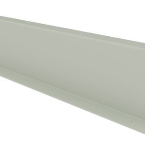 A light gray metal bracket with an L-shape design, featuring two holes, one on each end, for mounting. The bracket is shown against a white background.