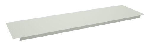 xmidzguh8plp5frvskjc.jpg A long, flat, rectangular beige metal plate with small holes at the corners, likely used as a cover or panel for an industrial or construction application.