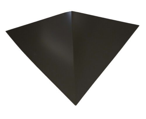 xmyvvmxyniwzdcw0xtjw.jpg A triangular, dark metal object with a smooth, reflective surface, resembling an unfolded paper fortune teller or a stealth aircraft, viewed from above against a plain white background.