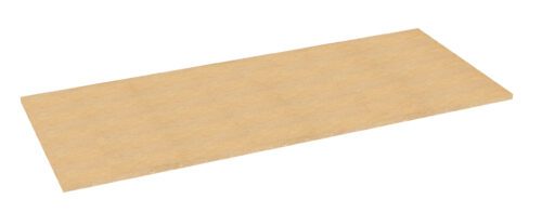 Rectangular piece of medium density fiberboard (MDF) on a white background. The board has a smooth, light beige surface and even edges.