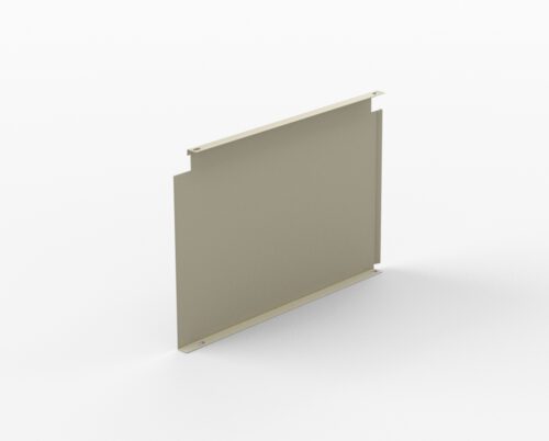 xnvinjmeur81ky3aksul.jpg A rectangular, light gray metal panel with a smooth finish. The panel has small notches on the top and bottom edges. It is standing upright on a plain white background.
