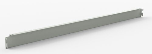 A long, rectangular gray metal beam with mounting brackets on both ends, set against a plain white background.