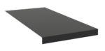 A rectangular, solid black slab lying flat against a white background. The slabs edges are sharp and well-defined, casting subtle shadows.