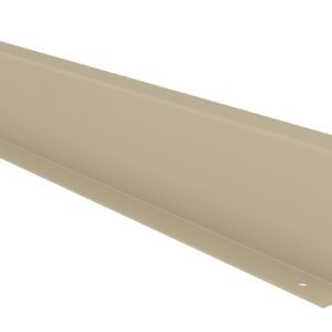 Beige metal bracket with a flat, L-shaped design, featuring two holes for mounting. The surface is smooth and the edges are straight, suggesting it is designed for structural support or installation purposes.