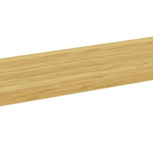 A wooden shelf with a light brown finish, reminiscent of the sleek design found in smart day lockers for businesses, is shown from an angled side view on a pristine white background.