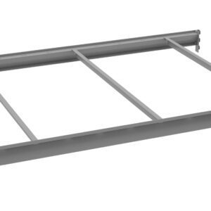 A rectangular metal frame with three evenly spaced vertical bars and two horizontal bars at the top and bottom. The frame is light gray, and the bars are parallel to each other. The structure appears to be industrial or structural.