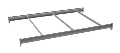A rectangular metal frame with three evenly spaced vertical bars and two horizontal bars at the top and bottom. The frame is light gray, and the bars are parallel to each other. The structure appears to be industrial or structural.