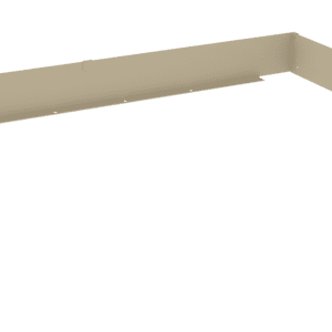 A beige metal bracket with three flat sides forming a U-shape. It has rounded corners and small holes along the edges, possibly for mounting or attaching to another object. The surface appears smooth and slightly reflective.
