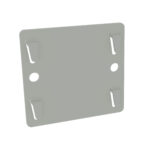 A square metal bracket with rounded corners and a matte finish. It features two round holes in the center and four triangular indents on each corner, possibly for mounting or securing purposes. The bracket is displayed against a white background.