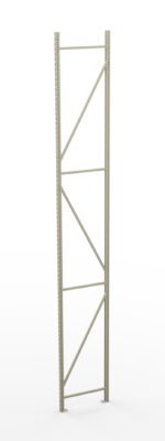 Tall, narrow metal frame with diagonal and horizontal crossbars, likely part of a shelving or storage unit, set against a white background.