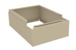 An open, unfolded beige cardboard box is shown against a white background, with its flaps partially folded inward.