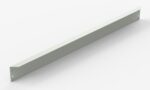 A long, rectangular metal bracket with a light gray finish and pre-drilled holes at both ends, placed diagonally on a plain white background.