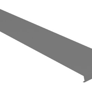 Image of a grey metal angle or bracket, lying flat on a white background. The piece has a long rectangular shape with a bent edge and a hole at one end.