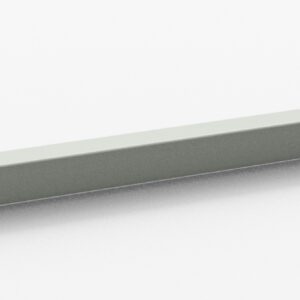 A long, slender, gray metal bar with a smooth surface is shown on a white background. The bar has small mounting holes at both ends.