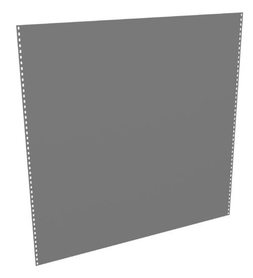 A plain, gray sheet of paper with perforated edges on both sides, set against a white background.
