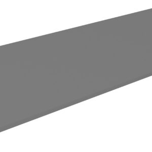 A 3D-rendered image of a simple, gray, rectangular prism with a longer width. The shape is angled slightly to show depth and perspective. The surface appears smooth and untextured.