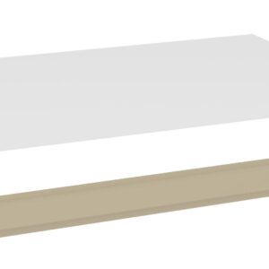 A white rectangular panel and a long beige metal bracket, displayed against a plain background. The bracket has small holes on the sides, suggesting it is meant for mounting or attachment.