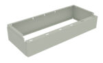 Rectangular metal box frame with open top and bottom, featuring small notches along the upper edges and a uniform light gray finish.