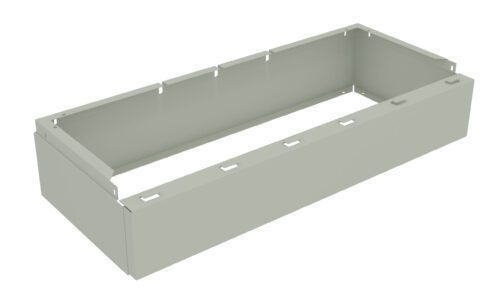 yeoliuvztraw5amr0jh8.jpg Rectangular metal box frame with open top and bottom, featuring small notches along the upper edges and a uniform light gray finish.