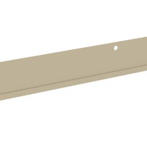 A long, thin, light brown metal strip with rounded edges and a rectangular cutout on one end. It has two holes spaced apart, likely for mounting or attachment purposes. The surface appears smooth and untextured.