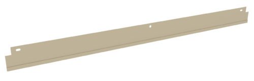 A long, thin, light brown metal strip with rounded edges and a rectangular cutout on one end. It has two holes spaced apart, likely for mounting or attachment purposes. The surface appears smooth and untextured.