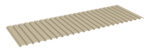 A rectangular, brown corrugated sheet with evenly spaced ridges is shown. The sheet extends horizontally across a white background.