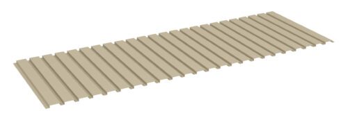 A rectangular, brown corrugated sheet with evenly spaced ridges is shown. The sheet extends horizontally across a white background.