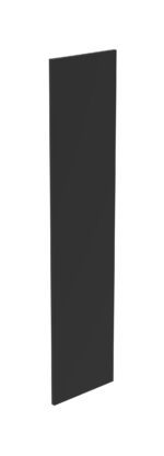 Tall, narrow, rectangular black panel standing upright against a white background.