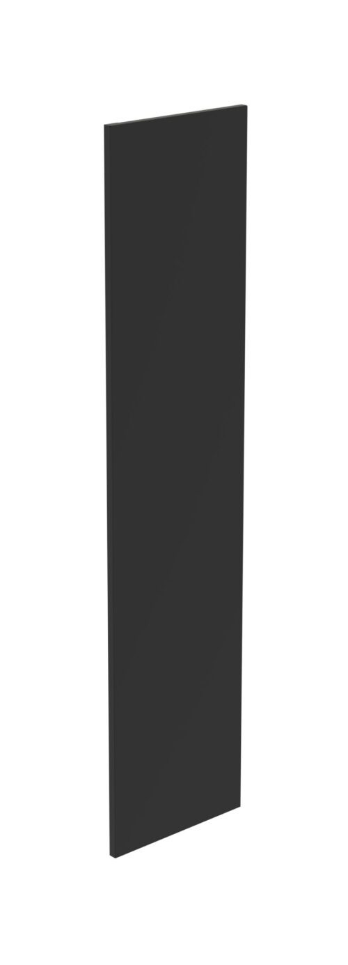 Tall, narrow, rectangular black panel standing upright against a white background.