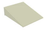 A 3D illustration of a beige rectangular wedge with a sloped surface. The wedge is displayed on a white background, showcasing its geometric shape and smooth texture.