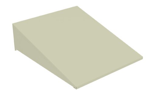 A 3D illustration of a beige rectangular wedge with a sloped surface. The wedge is displayed on a white background, showcasing its geometric shape and smooth texture.