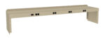A beige power strip with multiple black outlets and a switch, designed for mounting. Its long, rectangular shape features a flat top and angled edges on both sides, with a main power switch on the left side.