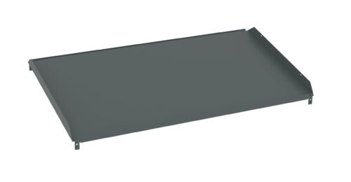 ymiu2novo5jtm2wripjp.jpg A flat, rectangular metal sheet with slightly raised edges, positioned against a plain white background. The sheet is gray and has small protrusions at each corner.