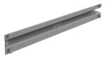 A long, rectangular, gray metal bracket with four mounting holes, two on each end. It has a simple, flat design and is angled slightly in the image, showing its depth and edges.