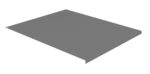 A gray, flat rectangular metal panel is shown on a white background. It is slightly angled, displaying a thin edge with a small upward lip on one side and a tiny hole on the opposite corner.