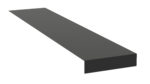 A 3D rendering of a long, rectangular, black object on a white background, resembling a flat plank or shelf with uniform thickness and smooth edges.