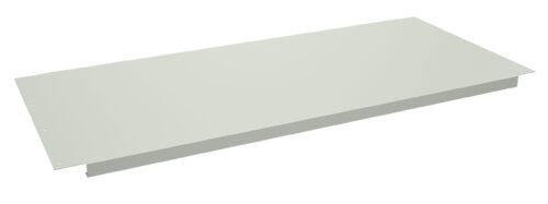 A flat, rectangular metal panel with a light gray finish and small holes in the corners for mounting. The panel has a slightly raised edge along two sides, giving it a frame-like appearance.