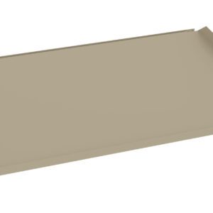 A beige, rectangular metal tray with slightly raised edges and small brackets at each corner, viewed from a three-quarter angle.