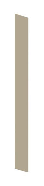 A long, vertical, rectangular wooden plank with a smooth surface and a light beige color, isolated on a white background.