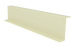 A light beige metal bracket with a Z-shaped profile is shown. It has mounting holes on both ends and is angled slightly to the left.