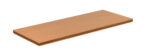 Rectangular brown wooden plank with smooth edges, lying flat against a white background, showcasing its layered structure.